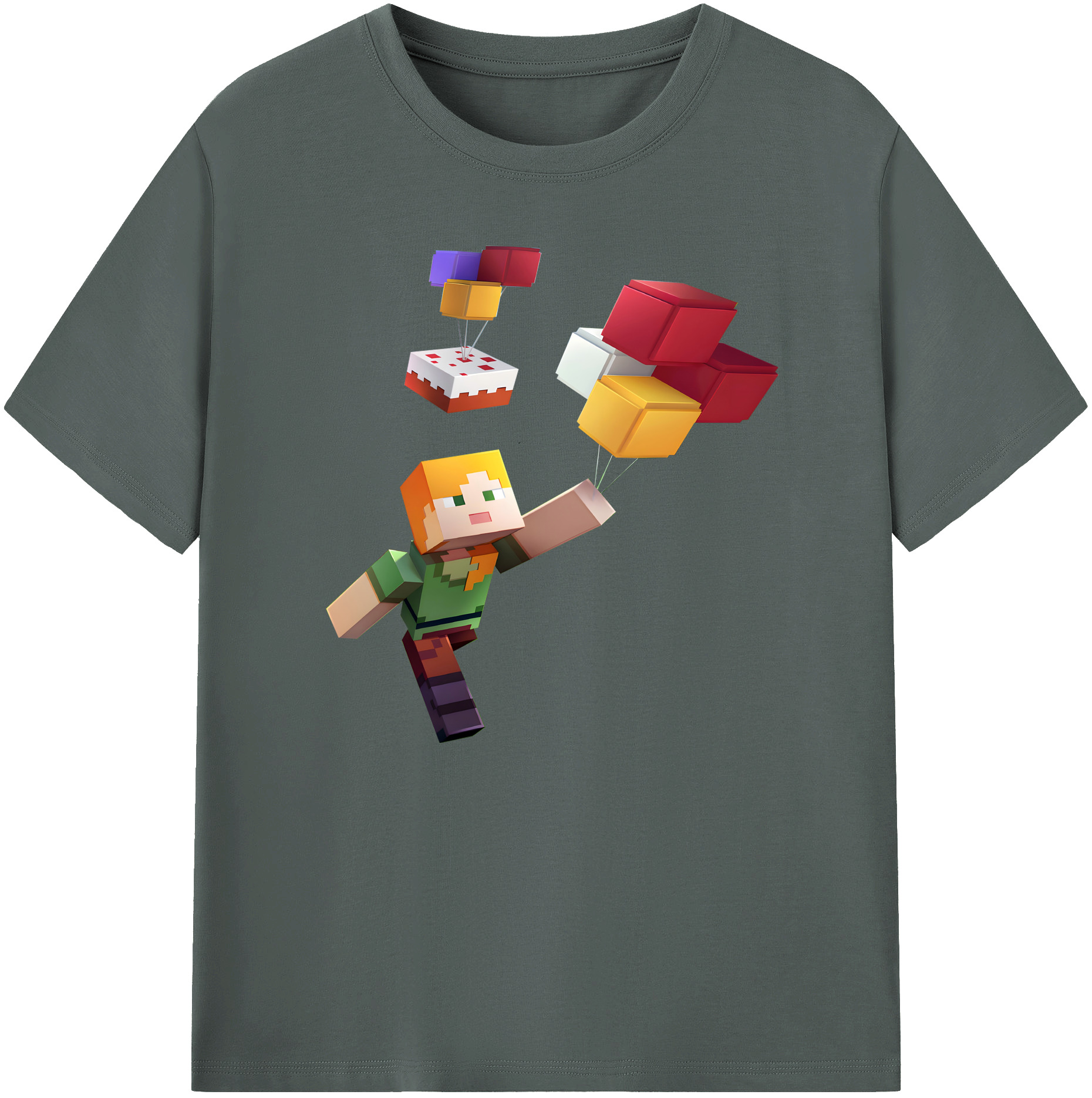 （画像用） マインクラフト ブロックの世界 Minecraft MC Block world 綿100％ メンズ半袖Tシャツ｜肌触りやわらか＆通気性